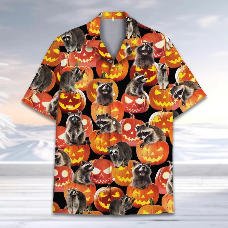 Men's Summer Hawaiian Raccoon  - Vintage Hawaiian Floral Shirt 评论和价格
