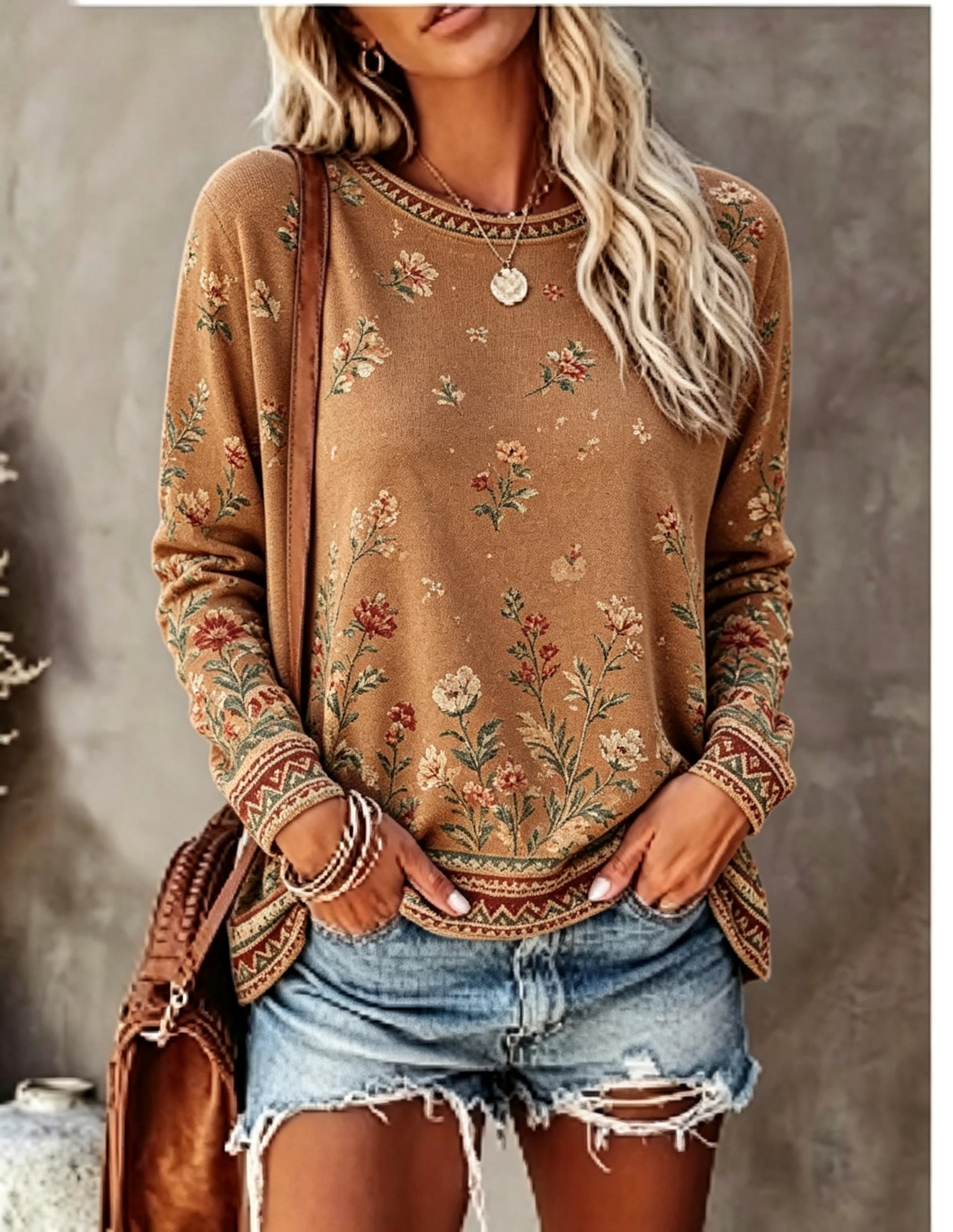 Women Crew Neck Long Sleeve T‑ - T-Shirts 评论和价格