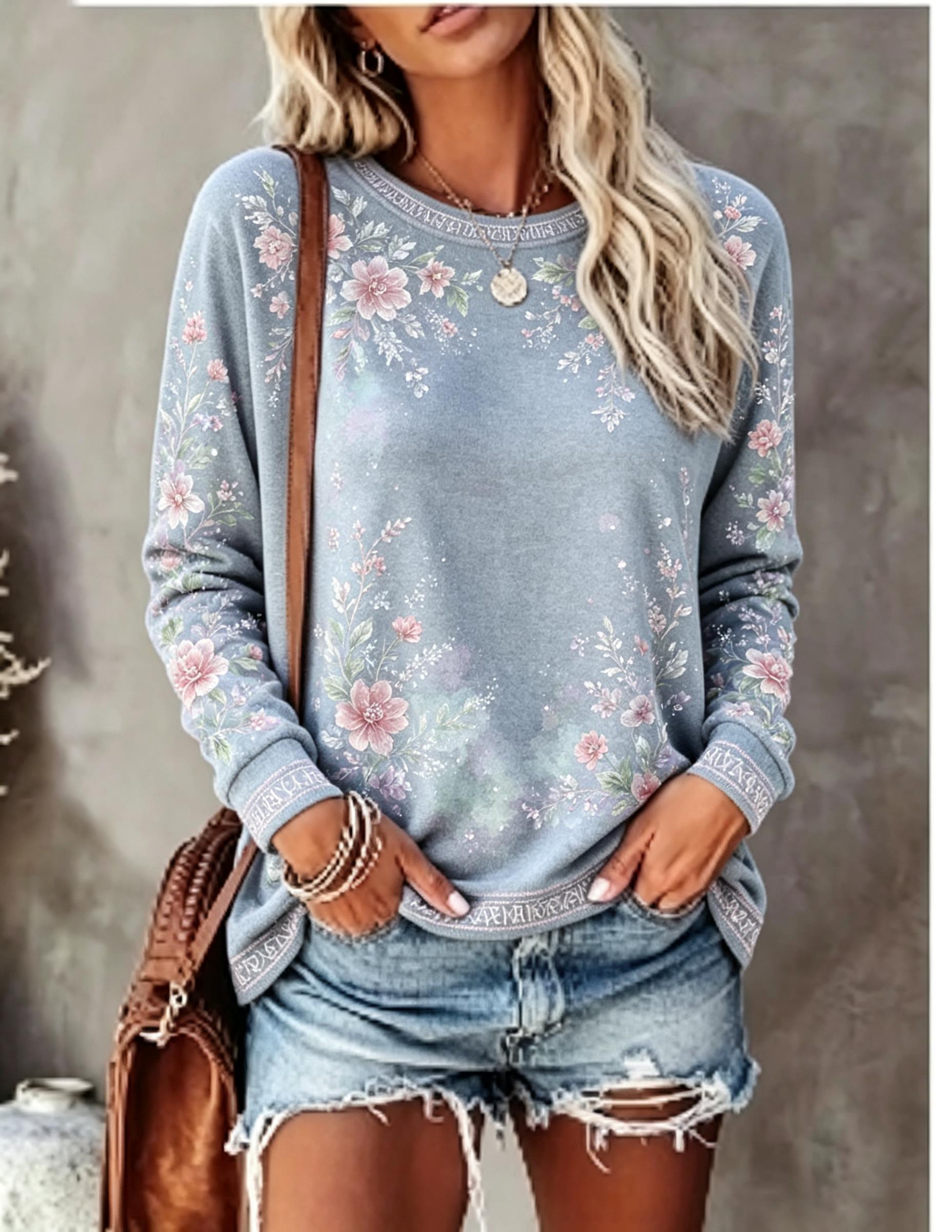 Women Crew Neck Long Sleeve T‑ - T-Shirts 评论和价格